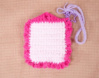 Peachy Bow Bloom Crochet Photocard Holder Kpop Polaroid Protector Handwoven Plush Card Sleeve Aesthetic Idols Photo Case Kawaii Gift for Fan