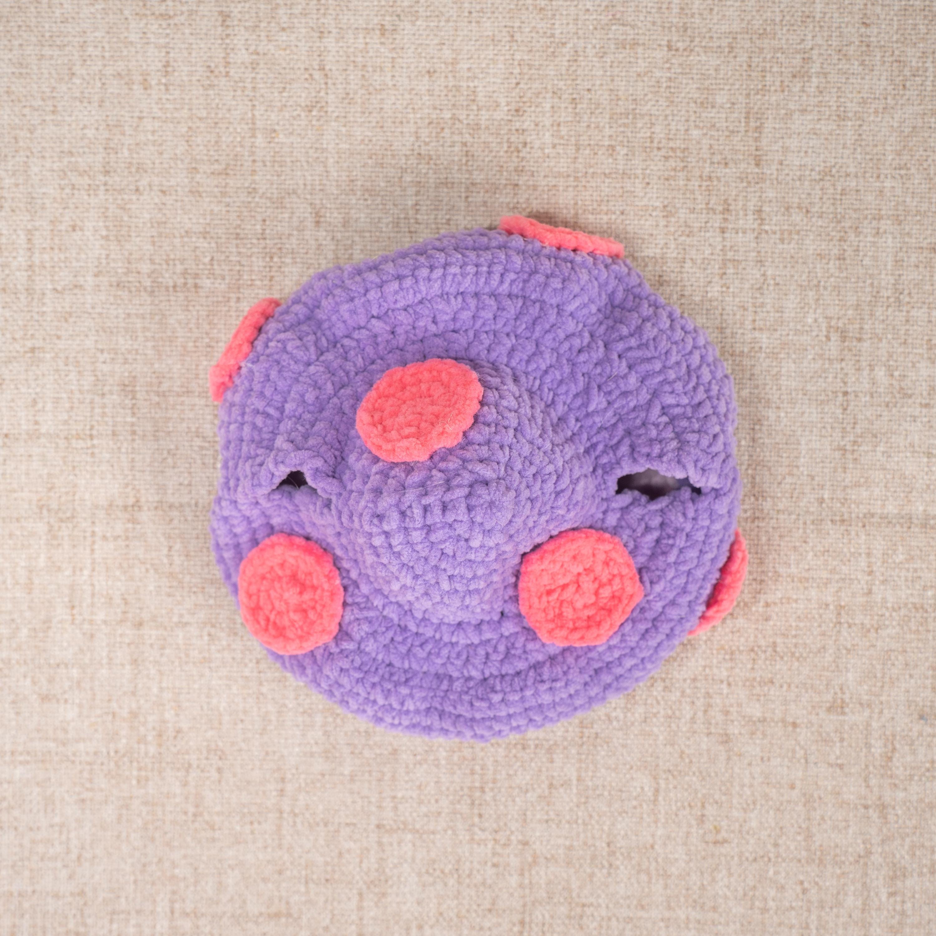 Crochet Pink Pipi Plushie With Purple Sea Monster Hat Amigurumi