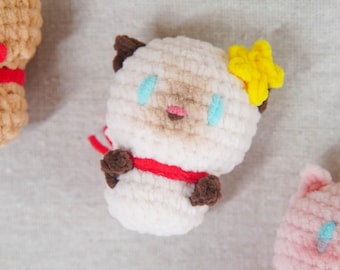 Siamese Cat Plushie Handmade Crochet Cute Cat Figurine with Star Soft Animal Amigurumi Pet Collectible Unique Nursery Decor Heartfelt Gift