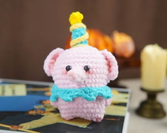 Blush Dumbo Mascot Handcrafted Pink Elephant with Lucky Uplifted Trunk Artisan Peachy Pachyderm Keepsake Cute Soft Texture Nursery Ornament