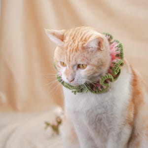 Floral Pet Bib Dainty Daisy Scarf for Pet Lovers Handmade Crochet Soft Pet Bandana Aesthetic Cottagecore Neckwear Unique Kitten Accessory image 11