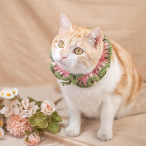 Floral Pet Bib Dainty Daisy Scarf for Pet Lovers Handmade Crochet Soft Pet Bandana Aesthetic Cottagecore Neckwear Unique Kitten Accessory image 7