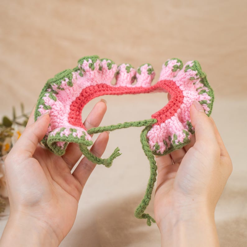 Floral Pet Bib Dainty Daisy Scarf for Pet Lovers Handmade Crochet Soft Pet Bandana Aesthetic Cottagecore Neckwear Unique Kitten Accessory image 18