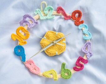 Artisan Colorful Wall Clock Miniature Rainbow Timepiece Shabby Chic Home Decor Nursery Table Clock Unique Handmade Crochet Housewarming Gift