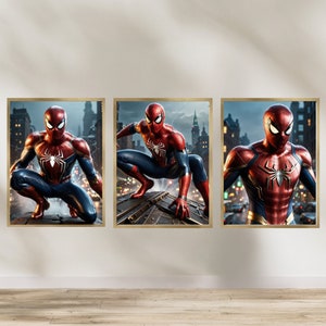 Spider Man Decor Night Light, Super Hero Decorations, Spider Man Framed Wall Art Set of 3 Lamp, LED Light Box, Unique home Decor Items