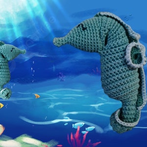 Seahorse crochet pattern for playpen mobile, cuddly toy, toy, hobby, diy pattern, digital pdf, sea animals, maternity gift