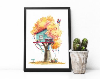 Treehouse Series 24 Watercolor Art Print - Digital Download