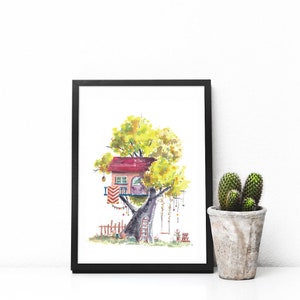 Treehouse Series 27 Watercolor Art Print - Digital Download