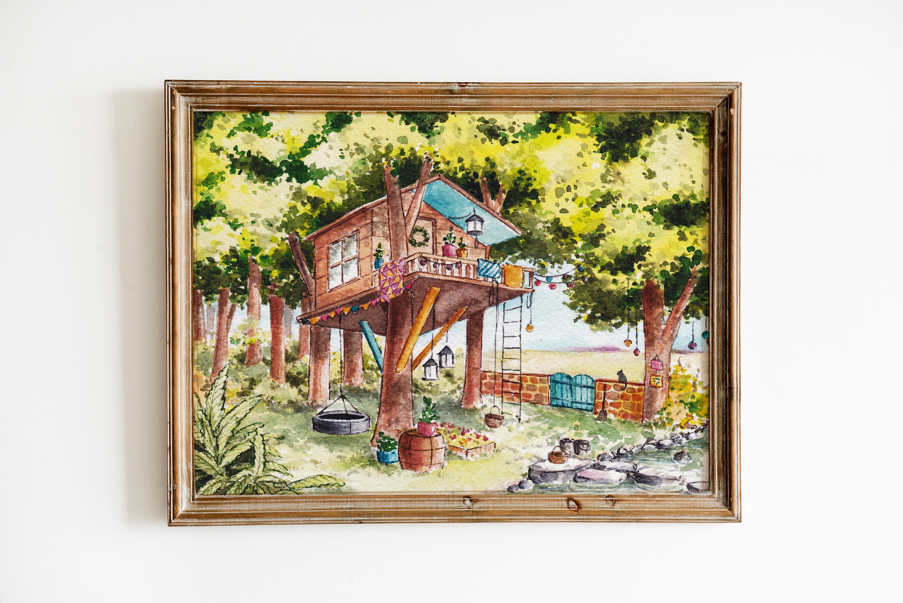 Watermark Treehouse Watercolor Art Print Treehouse Series Forest 2 - Digital Download - Etsy