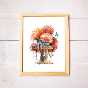 Treehouse Series 5 Watercolor Art Print - Digital Download