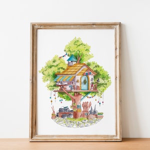 Treehouse Series Witch&#39;s General Store Art Print - Digital Download