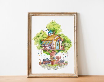 Treehouse Series Witch's General Store Art Print - Digital Download