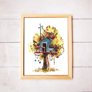 Treehouse Series 3 Watercolor Art Print - Digital Download