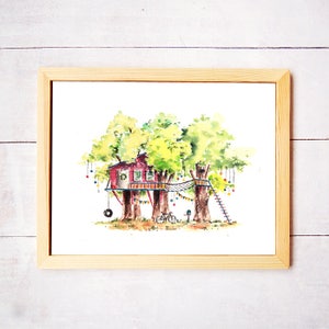 Treehouse Series 22 Watercolor Art Print - Digital Download