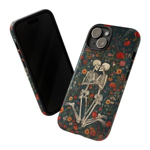 Skeleton Lovers, Flower Skeleton, Floral Phone Case for iPhone 15 14 13 ...