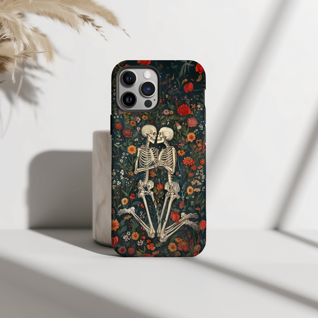 Skeleton Lovers, Flower Skeleton, Floral Phone Case for iPhone 15 14 13 ...