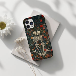 Skeleton Lovers, Flower Skeleton, Floral Phone Case for iPhone 15 14 13 ...