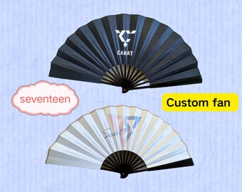 Custom your own paper fan, Custom Seventeen double side support fan, Folding Wedding fan, Rave Party Festival Event concert handing Fan