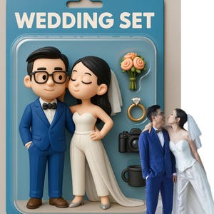Benutzerdefinierte Paare 3D Cartoon Portrait, Echte 3D Druck Paare Hochzeit Actionfigur, Benutzerdefinierte Kinder Spielzeugfigur Porträt, einzigartige Geschenke für sie