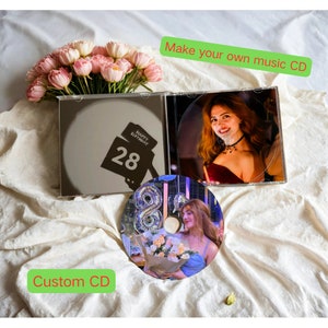Mixtap de CD de música de aniversário personalizado com caixa de joias, totalmente personalizado com fotos + músicas, até 80 minutos/16 músicas, álbuns de CD personalizados, CD gravado