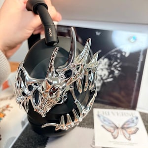 3D-utskrivet Sony XM6 Dragon hörlursfodral tillbehör, Cyberpunk elektropläterade silverfärgade Sony XM6 hörlurstillbehör, Sony XM6 headset