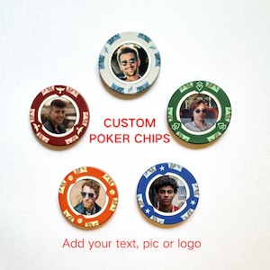 Benutzerdefinierte Foto-Pokerchips, personalisiertes Hochzeits-Pokerchipset, fügen Sie Ihr Textbild oder Logo, benutzerdefinierten Logo-Chip, Getränketoken, Brettspieltoken hinzu