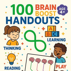 100 Handouts - Brain Boost, Learning, Coordination, Play, Focus, Sensory, Activities Kids, ADHD, Autism, Therapy, Teachers, HandMind Sync