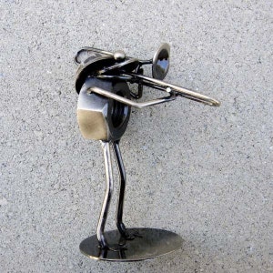 Mr. FROG the TRoMBONE PLAYER  Metal Sculpture Stationary