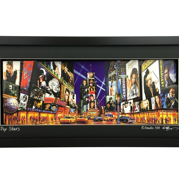 Pop Stars Times Square Paper-sculpture 3D Framed Wall Art