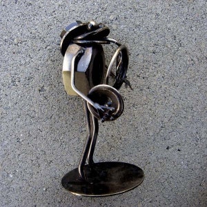 Mr. FROG French Horn Player Metal Sculpture Ornament