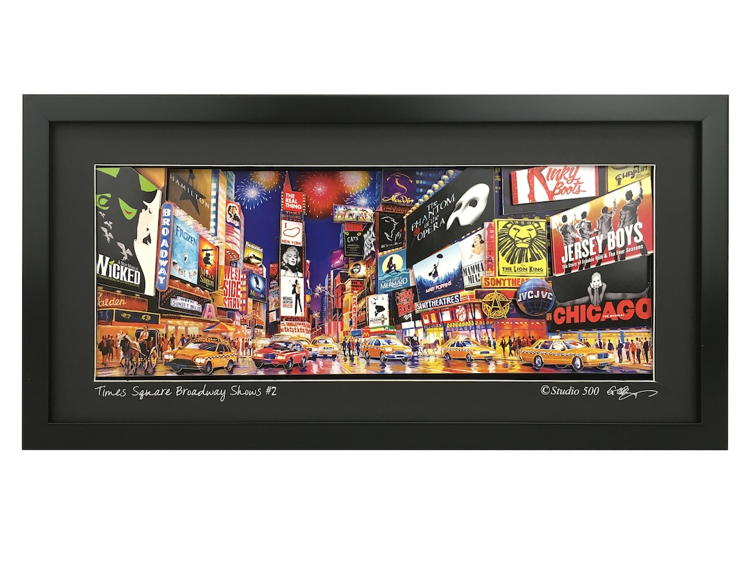「TIMES SQUARE」ロジャーヴィラー ３Dアート サイン有 Time Square Broadway Show#2 Paper-sculpture Framed Art With LED - Etsy