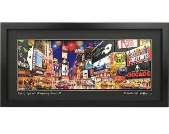 Time Square Broadway Show#2 Paper-sculpture Framed Art with LED