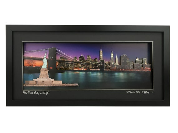 【3月期間限定特価】3Dアート　NEW YORK - EAST  New York City at Night 3D Paper-sculpture Framed Art With LED - Etsy