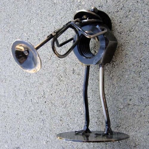 Mr. FROG the TRUMPET PLAYER Metal Sculpture Stationary Etsy