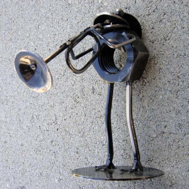 Mr. FROG the TRUMPET PLAYER Metal Sculpture Stationary image 1