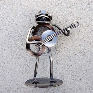 Mr. FROG GUITARIST Metal Sculpture Ornament