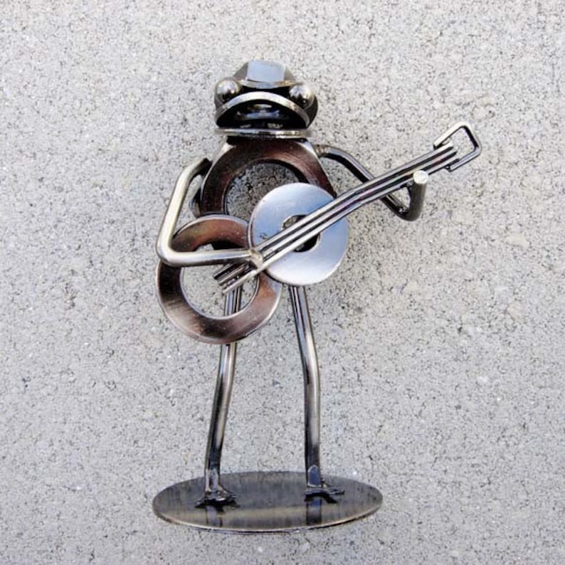 Mr. FROG GUITARIST Metallskulptur Ornament Bild 1