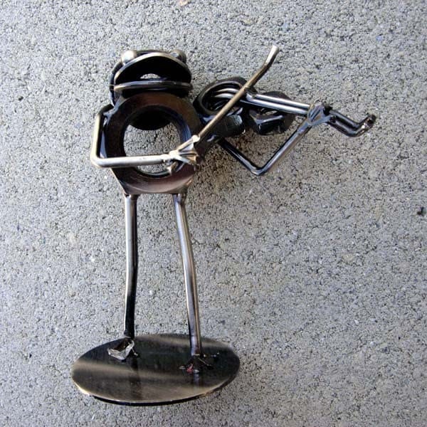 Mr. Frog Fiddler Metal Sculpture