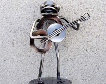 Mr. FROG GUITARIST Metal Sculpture Ornament