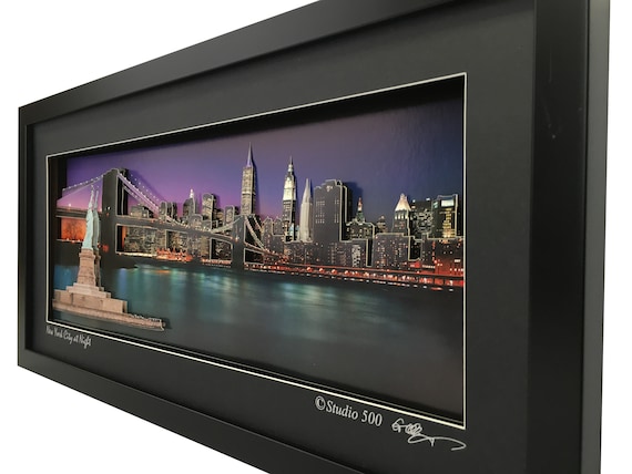 New York City at Night 3D Paper-sculpture Framed Art With