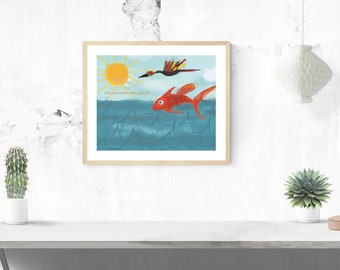 Fish gotta swim giclée framed art print