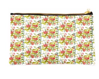 pink Flamingos, zipper fabric pouch, bag organiser, cosmetic bag ,pencil case,  bird, gift 24 x 15 cm