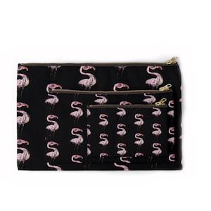 Bolsa de tecido pássaro rosa, bolsa para lápis, porta-passaporte, bolsa com zíper, bolsa para moedas, presente de aniversário, 24x15 cm