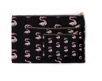 Pink bird fabric pouch