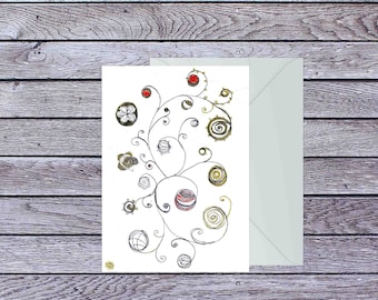Baubles blank greeting card, Christmas card
