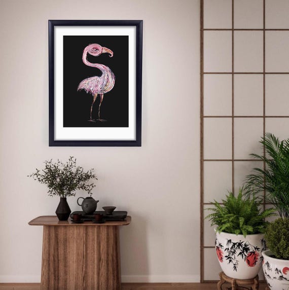 Big pink bird  framed art print