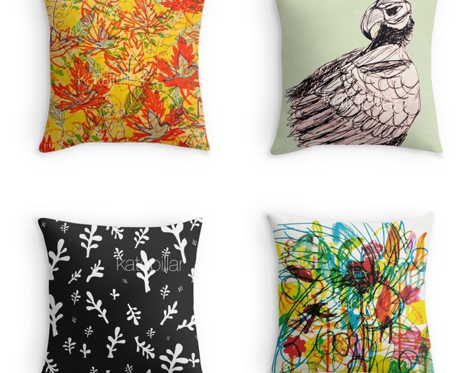 Floral Pattern  Bird  Eagle Doves Cockatoo Leaves Throw pillows