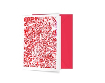 Red paisley greeting card