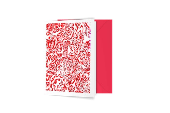 Red paisley greeting card