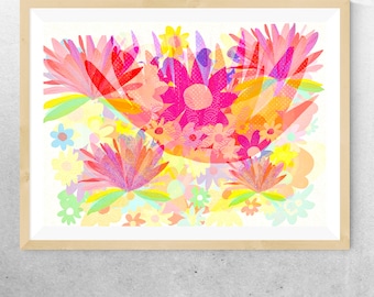 Sixties flower power framed print